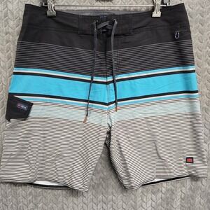 COVA Mens Swim Trunks Size 33 Striped Board Shorts Recycled Polyester Drawstring